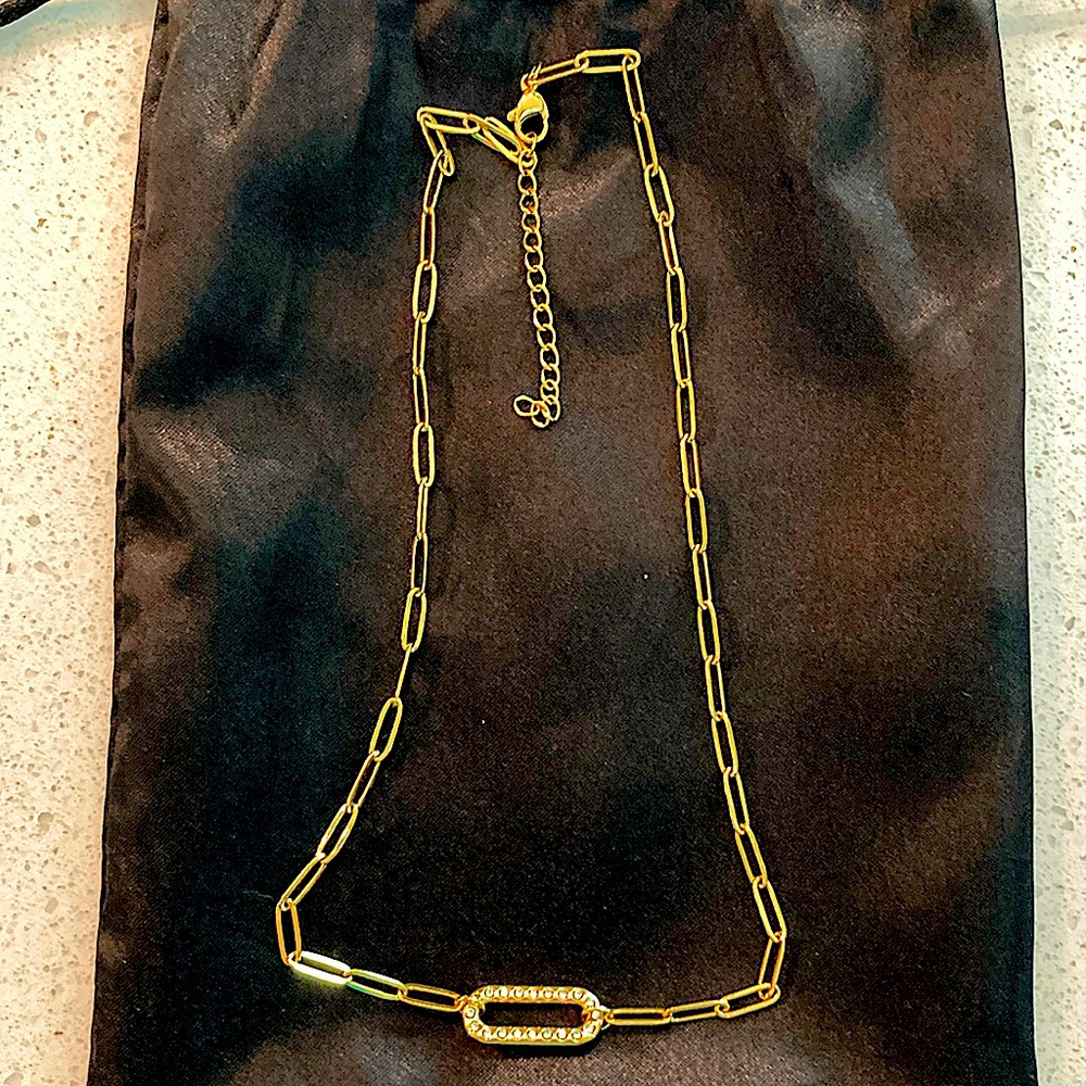 Costume Gold Necklace with faux diamonds